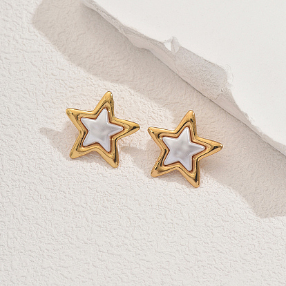 201 серьги-гвоздики из пластика и нержавеющей стали в форме звезд