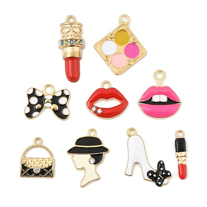 9шт женщин макияж эмаль подвеска кулон красочный сплав эмаль шарм смешанной формы для ювелирных изделий ожерелье браслет серьги изготовление ремесел