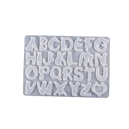 Initial Letter A~Z Pendant Food Grade Silicone Mold, Resin Casting Molds, for UV Resin, Epoxy Resin Craft Making