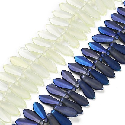 Стеклянные бусины с гальваническим покрытием , слеза, матовые