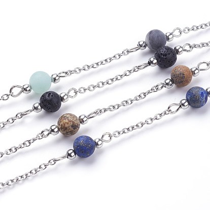 Chaînes de perles faites à la main, non soudée, avec une pierre naturelle et une aiguille de fer