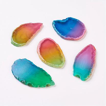 Natural Slice Agate Cabochons, Nuggets, Dyed, Two Tone