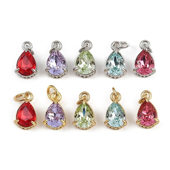 Кулон из циркония, слезинки, со стеклом и прыжковым кольцом, стойки покрытие, настоящий 18k позолоченный/платиновый, без свинца и без кадмия, долговечный