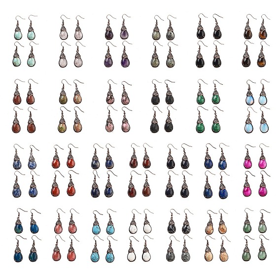 Серьги с подвесками в виде слезы с драгоценными камнями, женские латунные серьги с красной медью