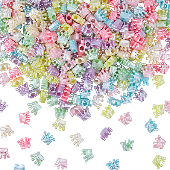 300шт. акриловые европейские бусины с имитацией жемчуга, бусины с большим отверстием, корона