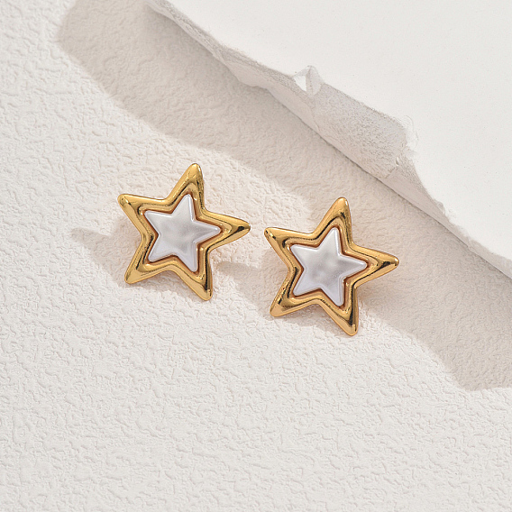 201 серьги-гвоздики из пластика и нержавеющей стали в форме звезд