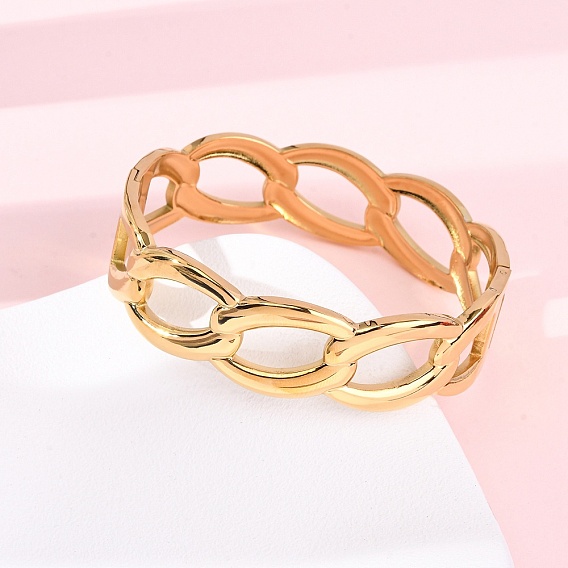 304 браслеты из нержавеющей стали, шарнирные браслеты для женщин, овальные, ионное покрытие (ip)