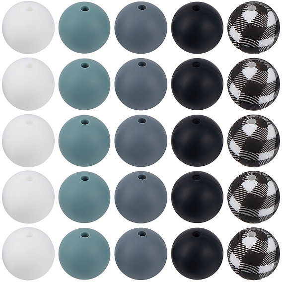 80шт 5 стили силиконовые бусины, изготовление ожерелий и браслетов своими руками, круглые с цветочным узором