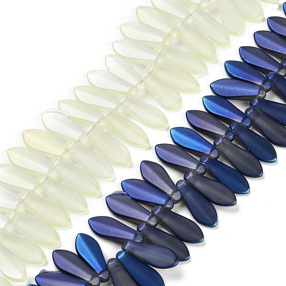 Стеклянные бусины с гальваническим покрытием , слеза, матовые