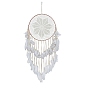Woven Web/Net with Feather Wall Hanging Decorations, with Iron Ring and Wood Bead, for Home Bedroom Decorations