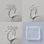 6Pcs 3 Style Adjustable Brass Finger Ring Components, Flower Filigree Ring Settings