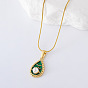 3 шт. французская винтажная нержавеющая сталь зеленая эмаль паве имитация жемчуга каплевидная подвеска элегантные ожерелья для женщин