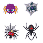 8Pcs 4 Styles Halloween Spider & Spider Web Polyester Computerized Embroidery Sew on Cloth Patches