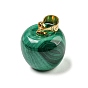 Natural Malachite Pendants, Apple Charms with Alloy Snap on Bails