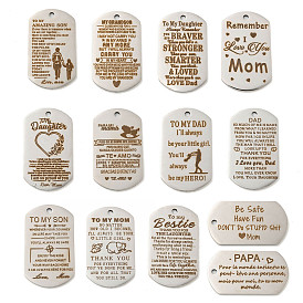 201 Stainless Steel Pendants, Praise Message Charms, Oval with Word Charms