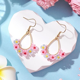 Серьги-капли из смолы и стеклянных бусин, С 304 результатами из нержавеющей стали, золотые