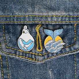 Whimsical Whale Bulb Pin for Collar, Backpack & Denim Accessories