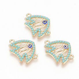 Alloy Enamel Links Connectors, with Resin, Fish with Evil Eye