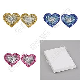 6Pcs 3 Colors Heart Hotfix Rhinestone, Costume Accessories, Sewing Craft Decoration