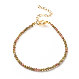 Natural Unakite Round Beaded Bracelet, Gemstone Jewelry for Women
