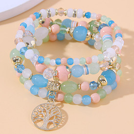 Fashionable and Simple Tree of Life Glass Bead Multi-layered Versatile Bracelet
