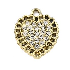 Alloy Rhinestone Pendants, UV Plated, Heart