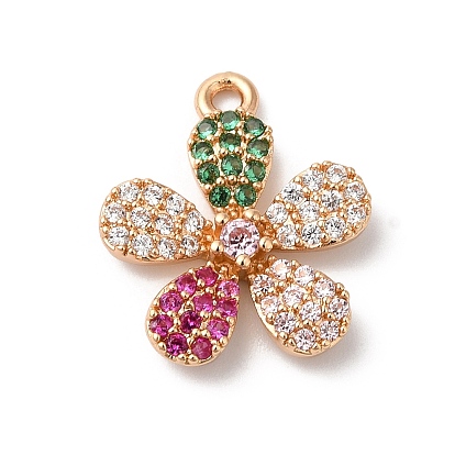 Латунные микро проложить кубического циркония подвески, цветок, красочный