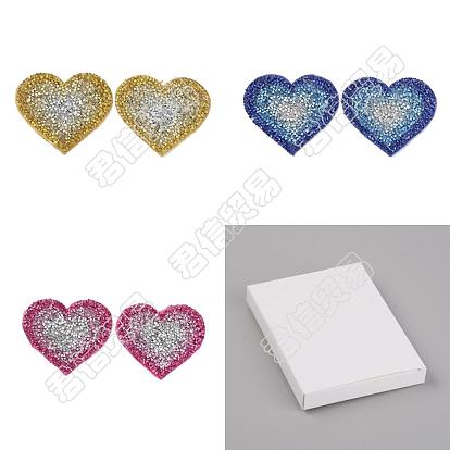 6Pcs 3 Colors Heart Hotfix Rhinestone, Costume Accessories, Sewing Craft Decoration