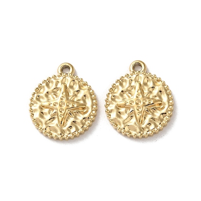 304 подвески из нержавеющей стали, , плоский круглый с шармом в виде звезды