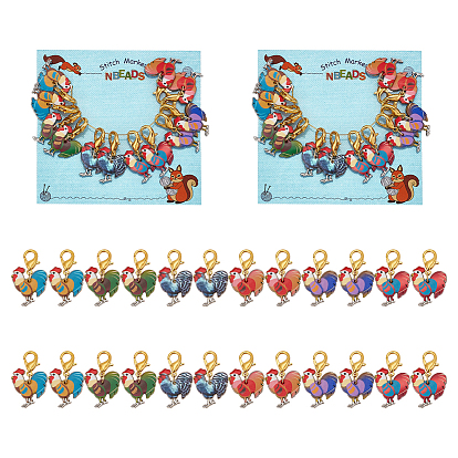 Маркеры петель подвеска петух, подвески из сплава эмали крючком с застежкой-лобстером, маркер с замком и кольцом с подвеской в виде винного бокала