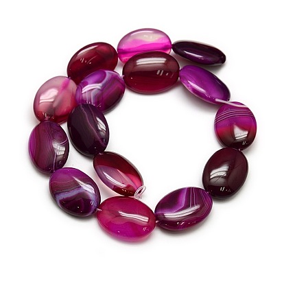Natural Striped Agate/Banded Agate Oval Bead Strands