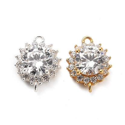 925 подвески-коннекторы из стерлингового серебра с прозрачным кубическим цирконием, цветок ссылки, с печатью 925