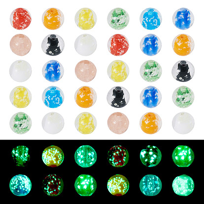50 шт. Светящиеся бусины лэмпворк ручной работы., круглые, светится в темноте