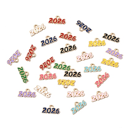 Подвески из эмали и сплава, число 2026 прелести, золотой свет