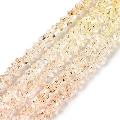 Transparent Glass Bead Strands, Segmented Multi-color Beads, Triangle