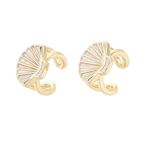 Серьги-манжеты из латуни с эмалью в форме ракушки