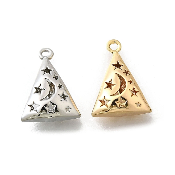 Латунные подвески, без кадмия, без никеля и без свинца, полый, треугольник со звездой и луной