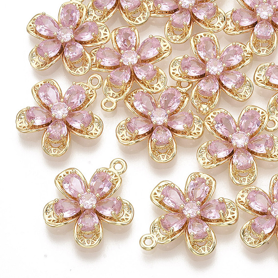 Латуни циркония кубической подвески, реальный 18 k позолоченный, цветок