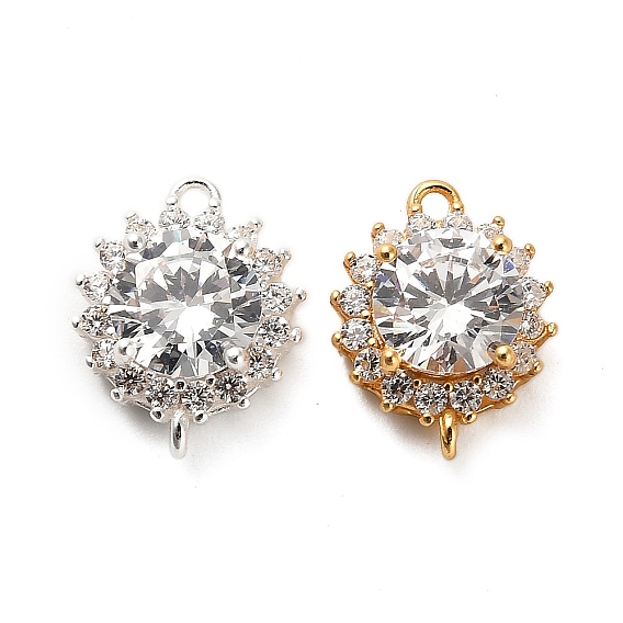 925 подвески-коннекторы из стерлингового серебра с прозрачным кубическим цирконием, цветок ссылки, с печатью 925