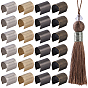 120Pcs 4 Colors Iron Folding Crimp Ends without Loop, Opening Crimps for Tassel Cord, Textured Column