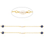 Brass Cable Chains, with Rice Glass and Evil Eyes Enamel, Long-Lasting Plated, Real 18K Gold Plated, Soldered, with Spool