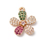Латунные микро проложить кубического циркония подвески, цветок, красочный
