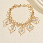 Iron Pave Clear Cubic Zirconia Hollow Teardrop Charm Bracelets for Women Party Daily Wear