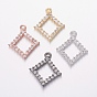 Brass Micro Pave Cubic Zirconia Pendants, Rhombus, Clear