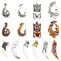10Pcs 10 Styles Tribal Style Opaque Resin Pendants, with 1Pc Acrylic Big Pendants, 3Pcs 3 Styles Zinc alloy with Acrylic Big Pendants, Mixed Color