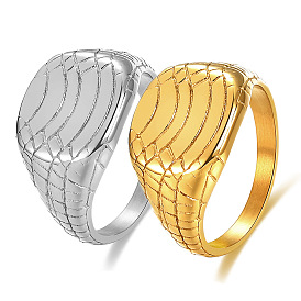 Fashionable Stainless Steel Finger Signet Rings for Men, Snakeskin Pattern