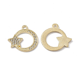 Alloy Rhinestones Pendants, Ring with Star Charms