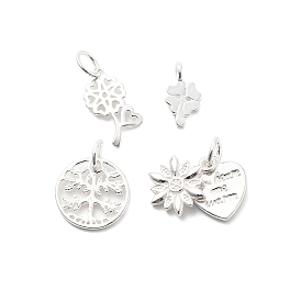 925 серебряные шармы, сердце цветок клевер дерево жизни денежное дерево, серебряный цвет гальваническим