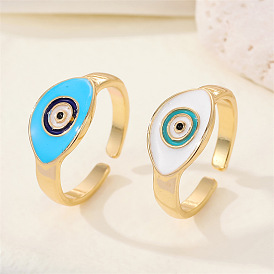 Vintage Punk Colorful Oil Drop Eye Ring with Ethnic Style Devil's Eye Open Mouth for Women