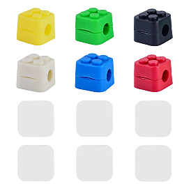 6Pcs PP Plastic Cable Organizers Clips, with Sticker, Square